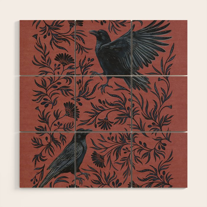 Raven Branch in Rust and Mineral Dust Wood Wall Art Gallery Image 1