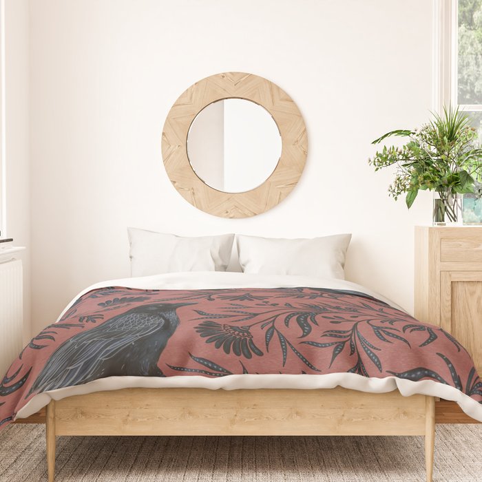 Raven Branch in Rust and Mineral Dust Duvet Cover Gallery Image 3