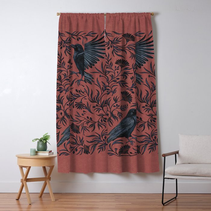 Raven Branch in Rust and Mineral Dust Window Curtain Gallery Image 1