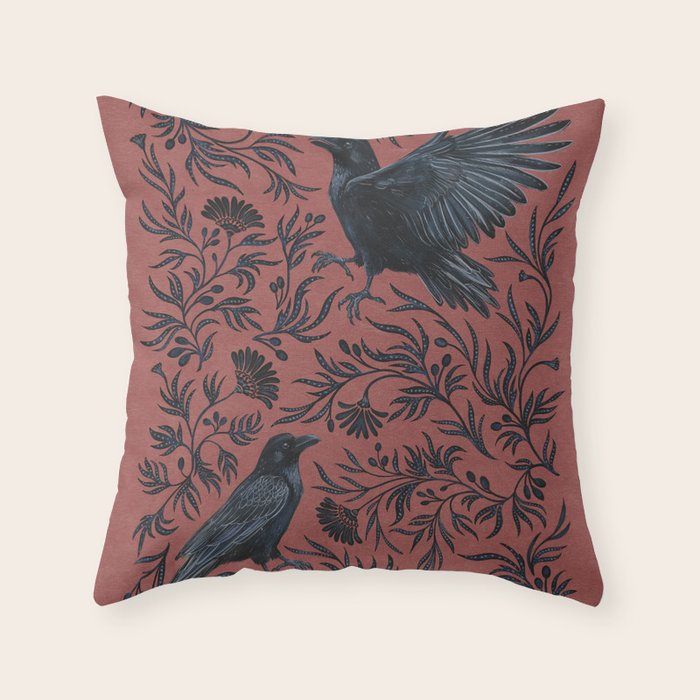 Raven Branch in Rust and Mineral Dust Throw Pillow Gallery Image 6