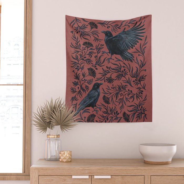 Raven Branch in Rust and Mineral Dust Wall Tapestry Gallery Image 2