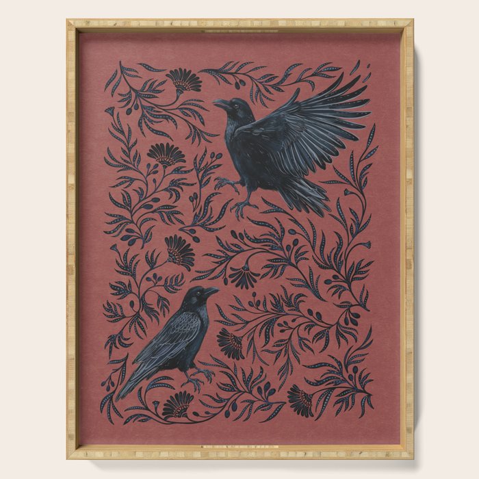 Raven Branch in Rust and Mineral Dust Serving Tray Gallery Image 1