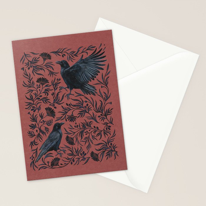 Raven Branch in Rust and Mineral Dust Stationery Card Gallery Image 2
