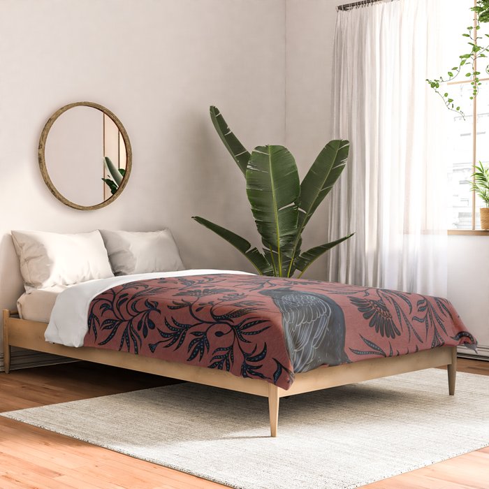 Raven Branch in Rust and Mineral Dust Comforter Gallery Image 2