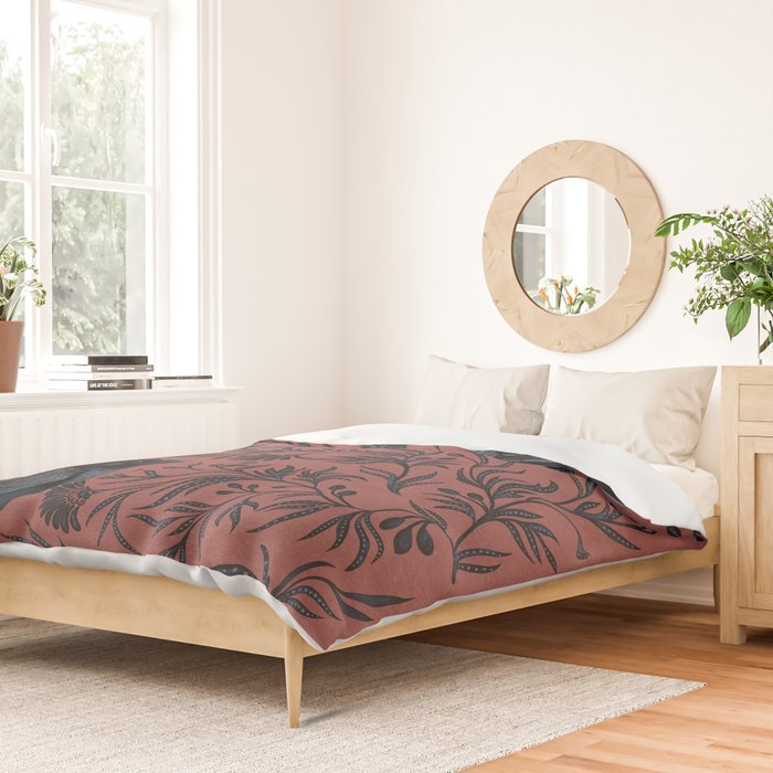 Raven Branch in Rust and Mineral Dust Duvet Cover Gallery Image 2