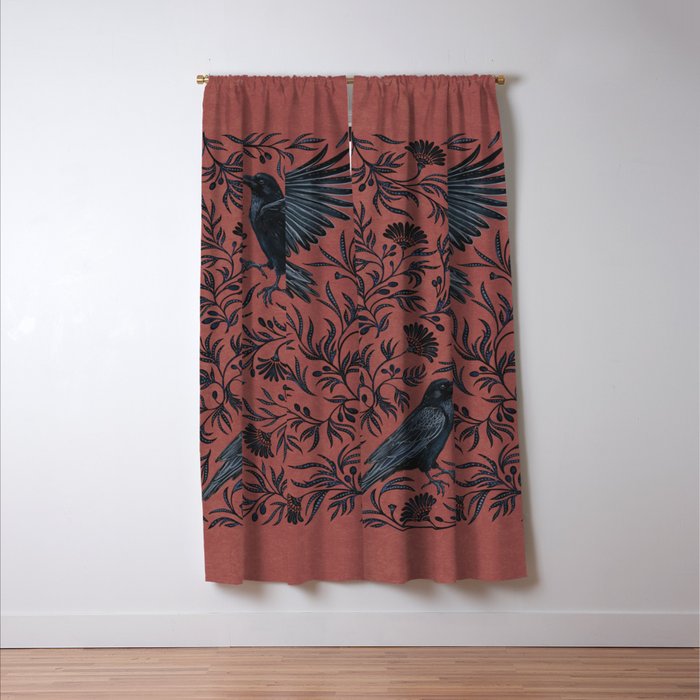 Raven Branch in Rust and Mineral Dust Window Curtain Gallery Image 3