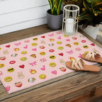 Emoji pattern pink background perfect kids room decor with emojis Outdoor Rug Gallery Image 2