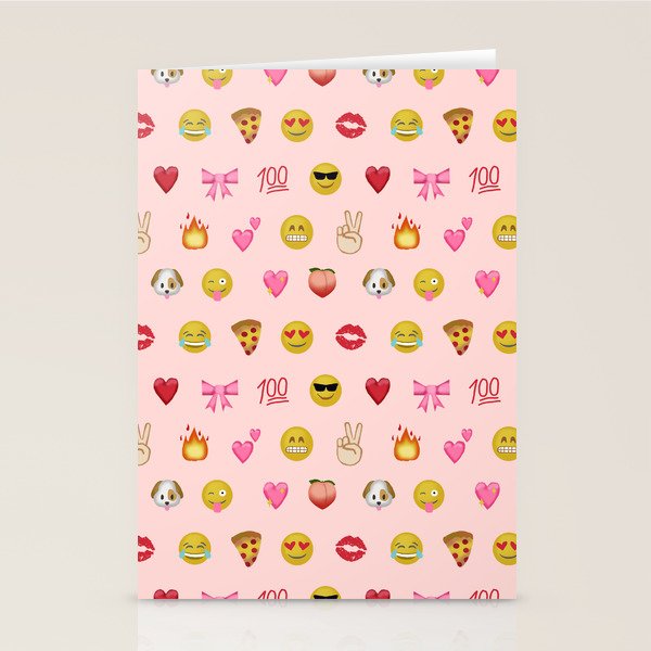 Emoji pattern pink background perfect kids room decor with emojis Stationery Card Gallery Image 2