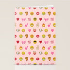 Emoji pattern pink background perfect kids room decor with emojis Stationery Card Gallery Image 2