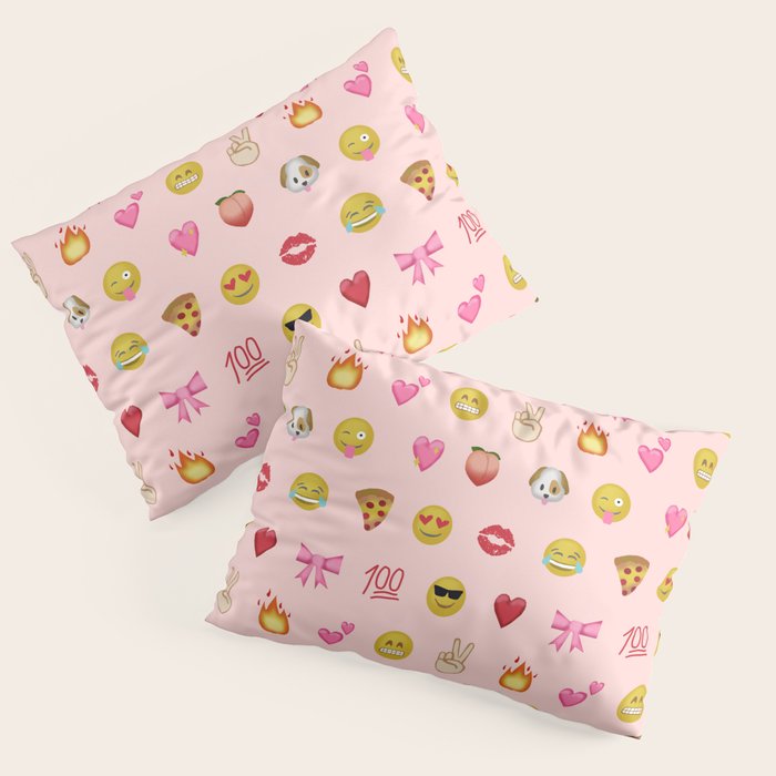 Emoji pattern pink background perfect kids room decor with emojis Pillow Sham Gallery Image 3