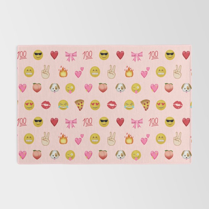 Emoji pattern pink background perfect kids room decor with emojis Rug Gallery Image 2