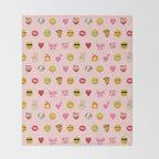 Emoji pattern pink background perfect kids room decor with emojis Throw Blanket Gallery Image 2