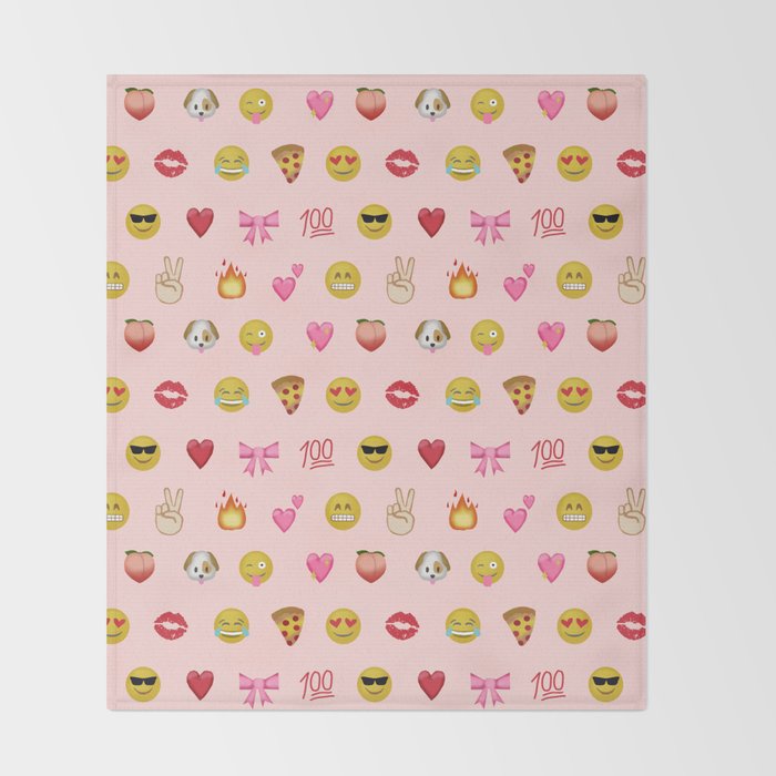 Emoji pattern pink background perfect kids room decor with emojis Throw Blanket Gallery Image 2