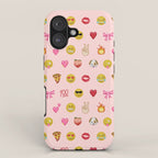 Emoji pattern pink background perfect kids room decor with emojis iPhone Case Gallery Image 1