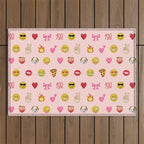 Emoji pattern pink background perfect kids room decor with emojis Outdoor Rug Gallery Image 1