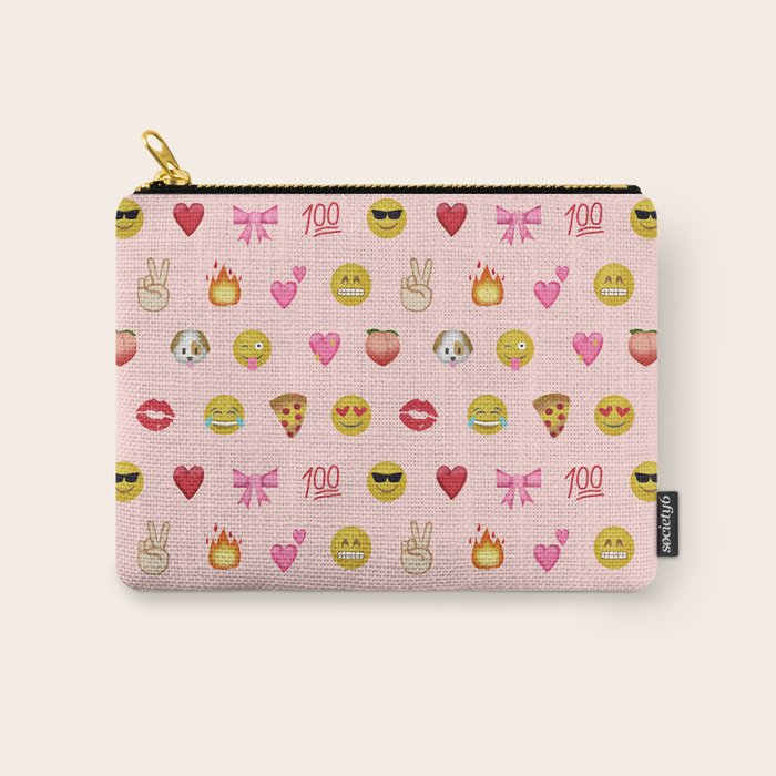 Emoji pattern pink background perfect kids room decor with emojis Carry All Pouch Gallery Image 1