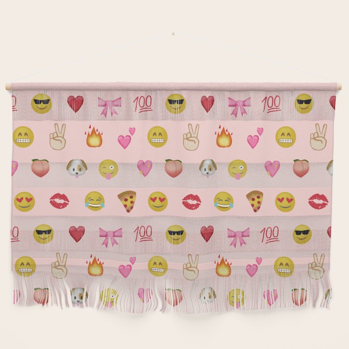 Emoji pattern pink background perfect kids room decor with emojis Wall Hanging Gallery Image 1