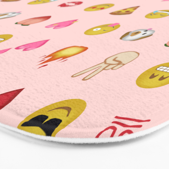 Emoji pattern pink background perfect kids room decor with emojis Bath Mat Gallery Image 3