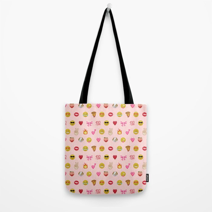 Emoji pattern pink background perfect kids room decor with emojis Tote Bag Gallery Image 2