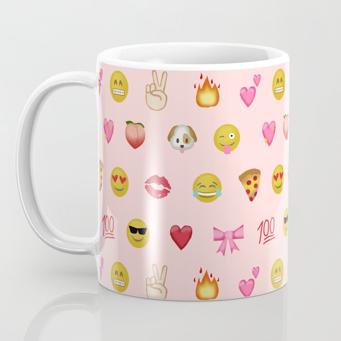 Emoji pattern pink background perfect kids room decor with emojis Coffee Mug Gallery Image 3