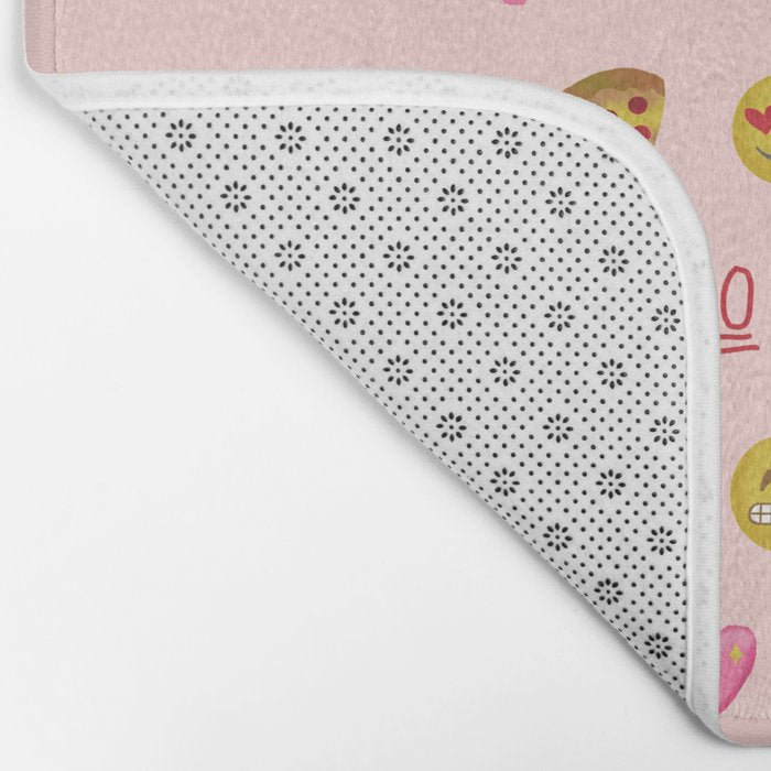 Emoji pattern pink background perfect kids room decor with emojis Bath Mat Gallery Image 2