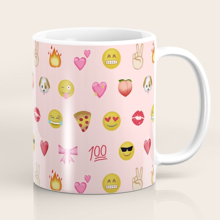 Emoji pattern pink background perfect kids room decor with emojis Coffee Mug Gallery Image 1