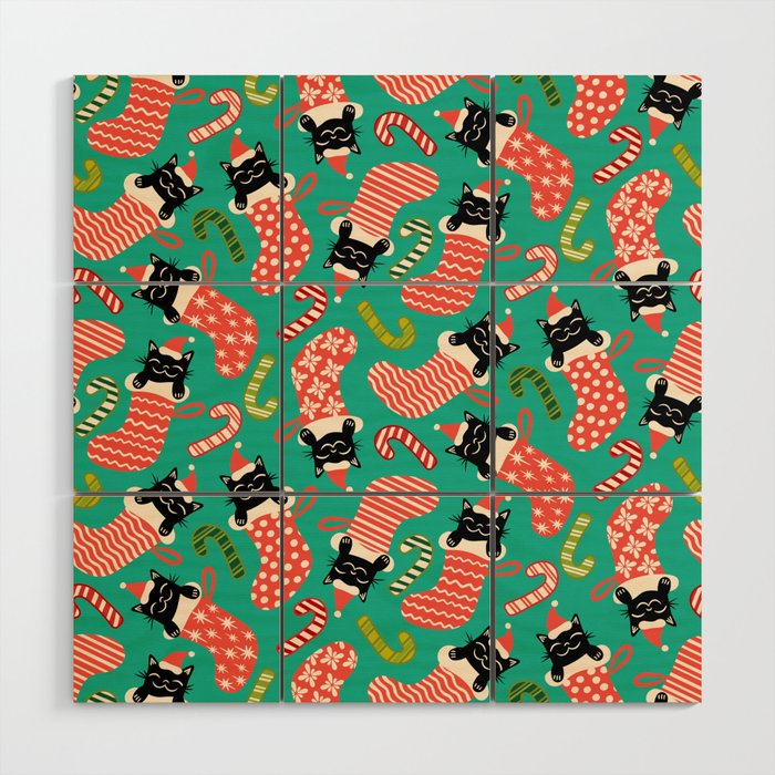 Festive Felines Wood Wall Art Gallery Image 1