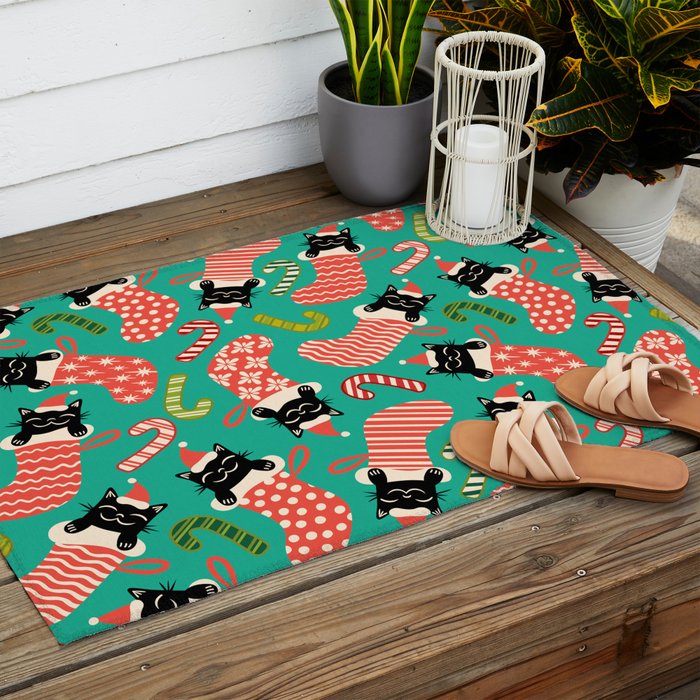 Festive Felines Outdoor Rug Gallery Image 2