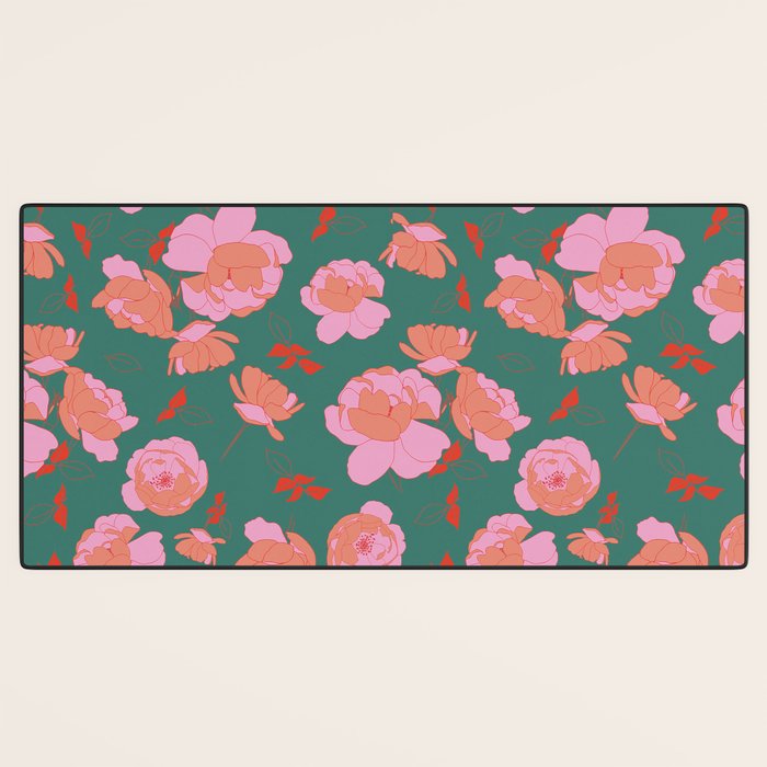 English Roses in Pink and Green Desk Mat Gallery Image 3