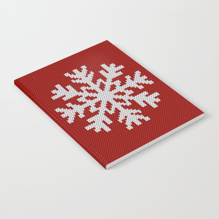 Classic Red Christmas white snowflake knit Notebook Gallery Image 2