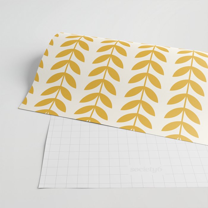 Scandinavian Mid Century Pattern Yellow Wrapping Paper Gallery Image 2