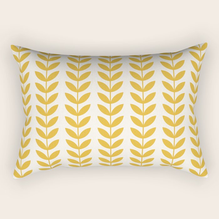 Scandinavian Mid Century Pattern Yellow Rectangular Pillow Gallery Image 1