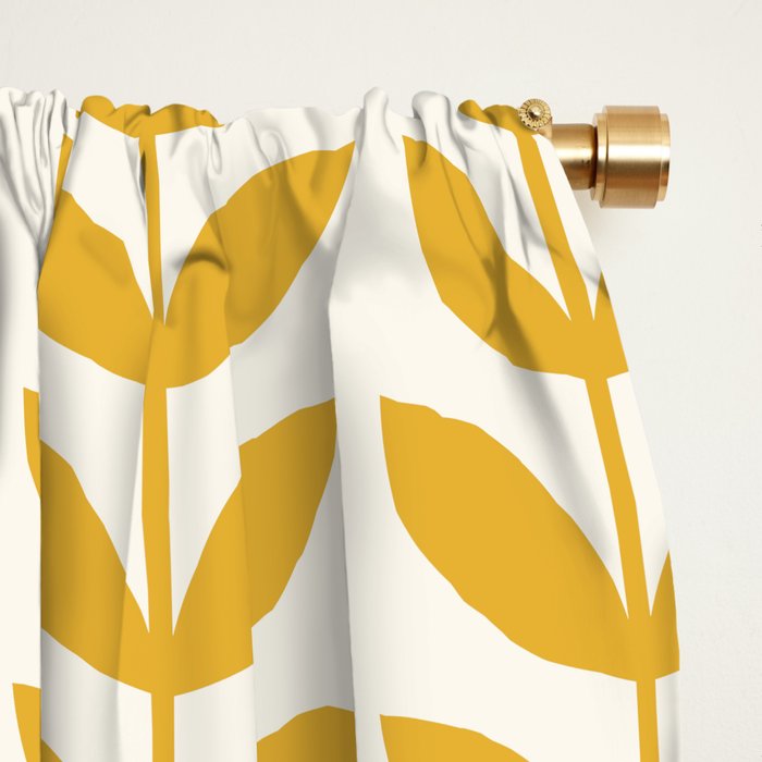 Scandinavian Mid Century Pattern Yellow Window Curtain Gallery Image 2