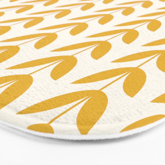 Scandinavian Mid Century Pattern Yellow Bath Mat Gallery Image 3