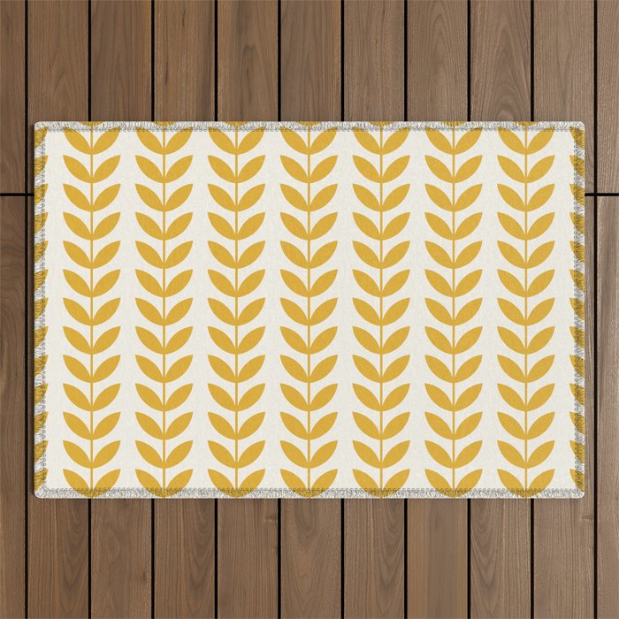 Scandinavian Mid Century Pattern Yellow Outdoor Rug Gallery Image 1