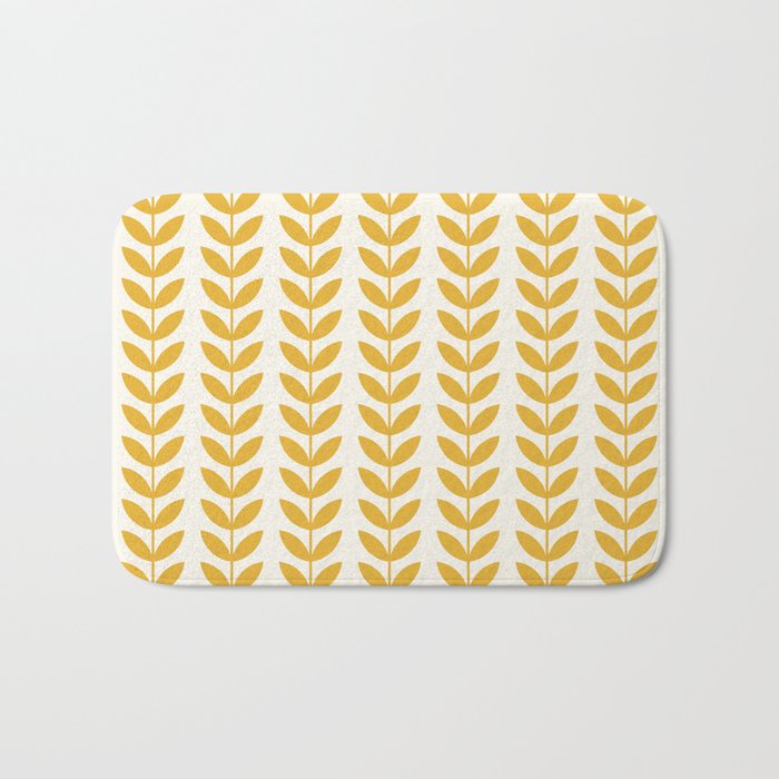 Scandinavian Mid Century Pattern Yellow Bath Mat Gallery Image 1