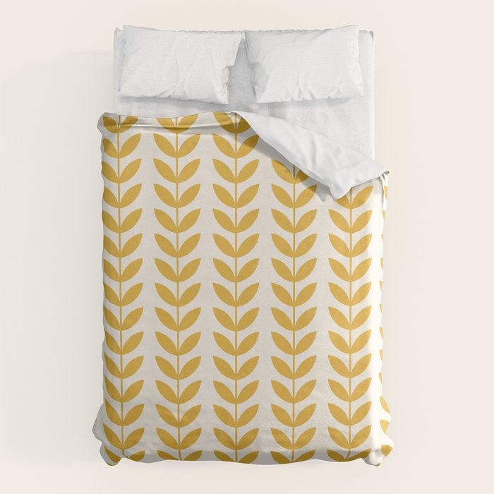Scandinavian Mid Century Pattern Yellow Duvet Cover Gallery Image 1