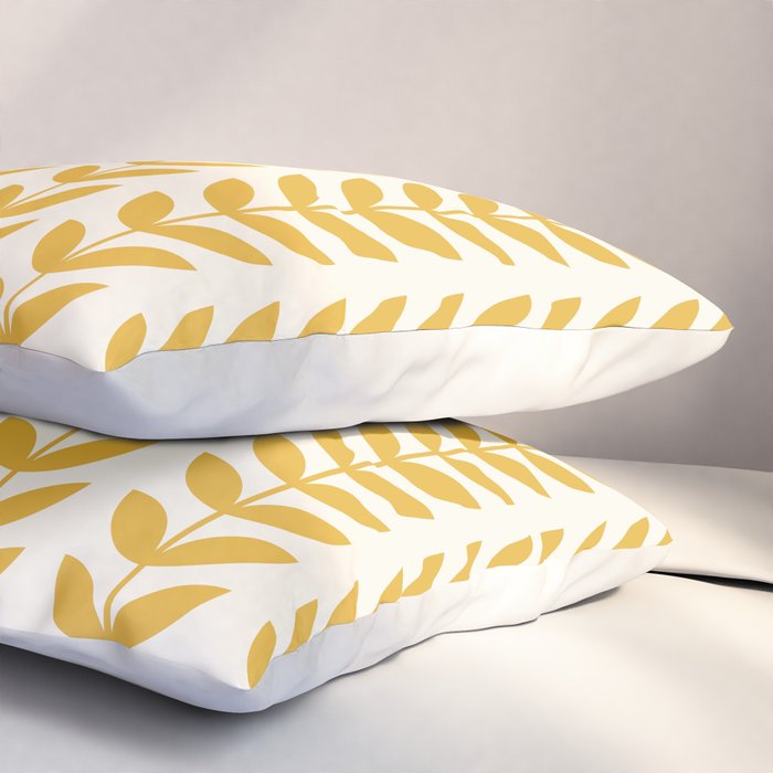 Scandinavian Mid Century Pattern Yellow Pillow Sham Gallery Image 3