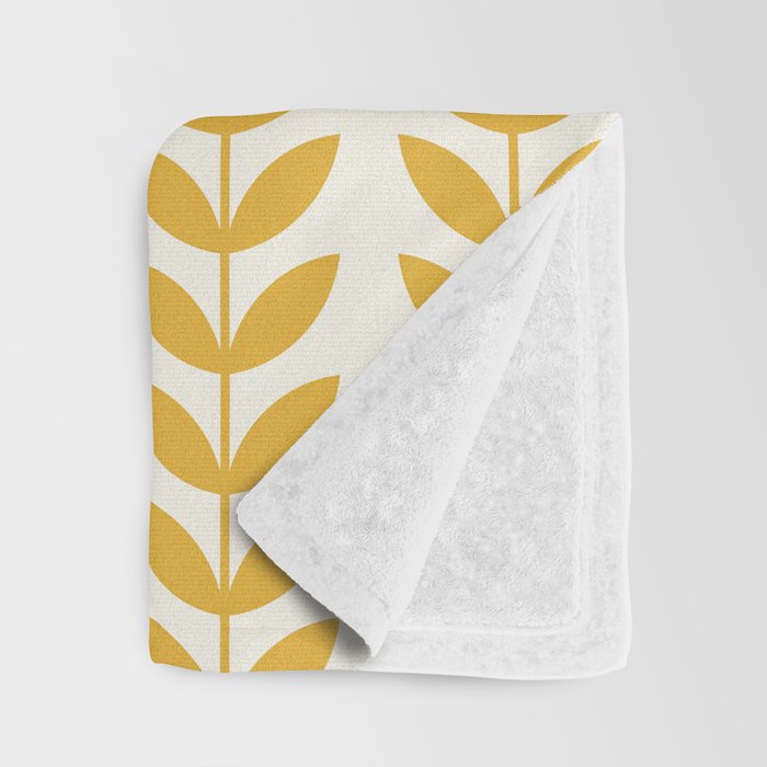 Scandinavian Mid Century Pattern Yellow Throw Blanket Gallery Image 3