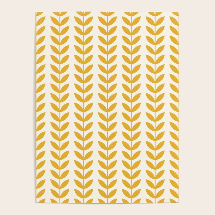 Scandinavian Mid Century Pattern Yellow Poster Gallery Image 1