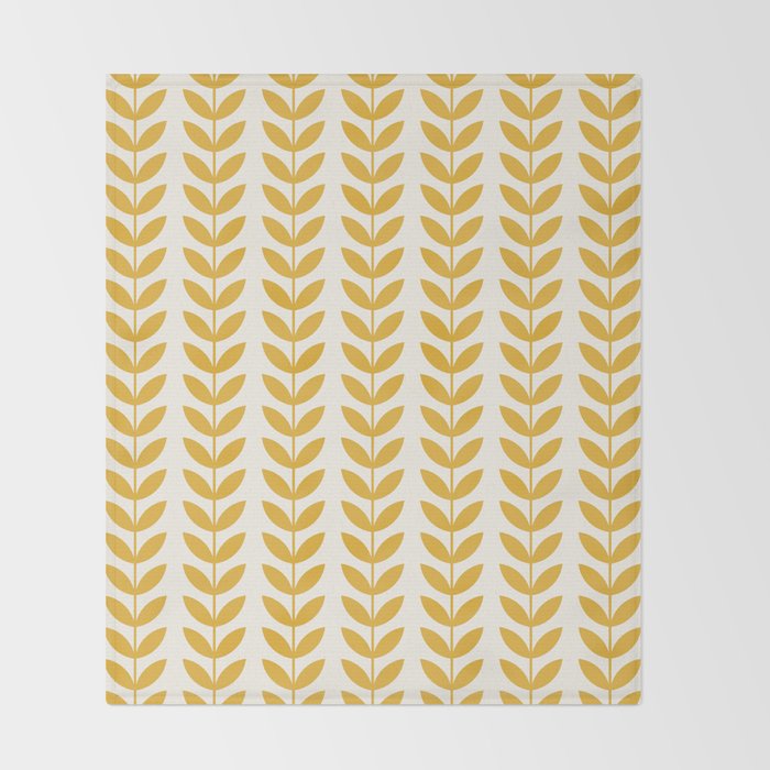Scandinavian Mid Century Pattern Yellow Throw Blanket Gallery Image 2