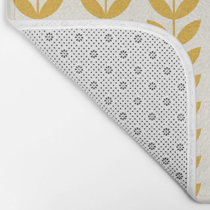 Scandinavian Mid Century Pattern Yellow Bath Mat Gallery Image 2