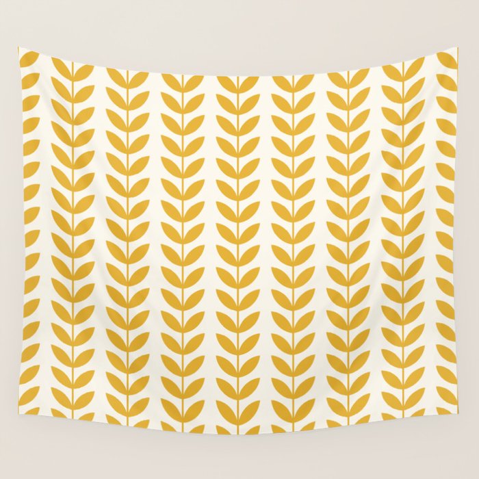 Scandinavian Mid Century Pattern Yellow Wall Tapestry Gallery Image 1