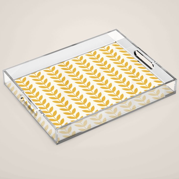 Scandinavian Mid Century Pattern Yellow Acrylic Tray Gallery Image 1