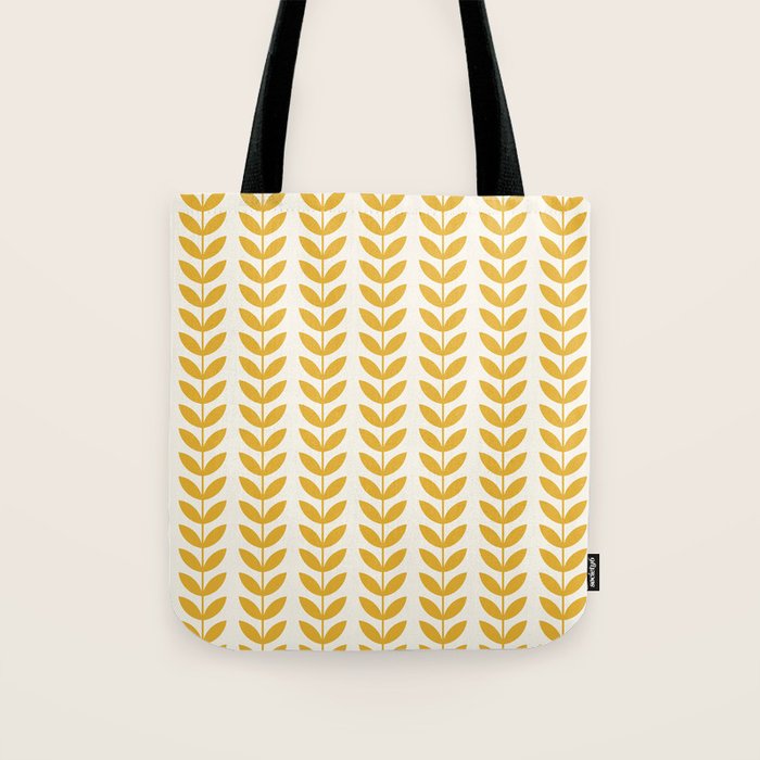 Scandinavian Mid Century Pattern Yellow Tote Bag Gallery Image 1