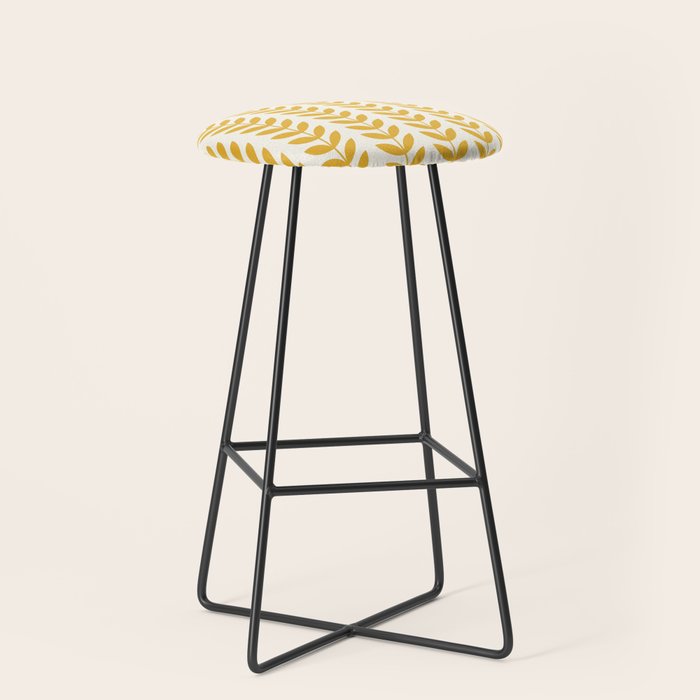 Scandinavian Mid Century Pattern Yellow Stool Gallery Image 1