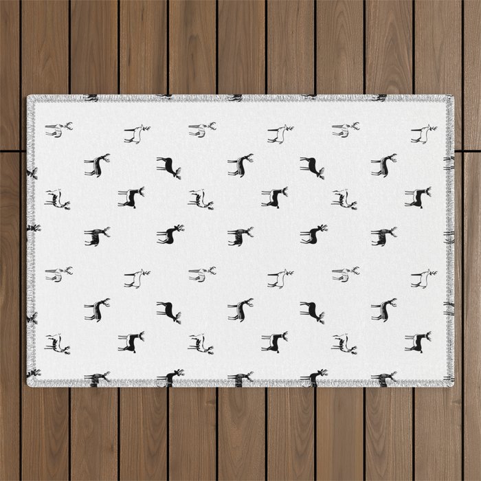 Reindeer animal doodle art pattern Outdoor Rug Gallery Image 1
