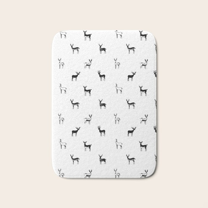 Reindeer animal doodle art pattern Bath Mat Gallery Image 1
