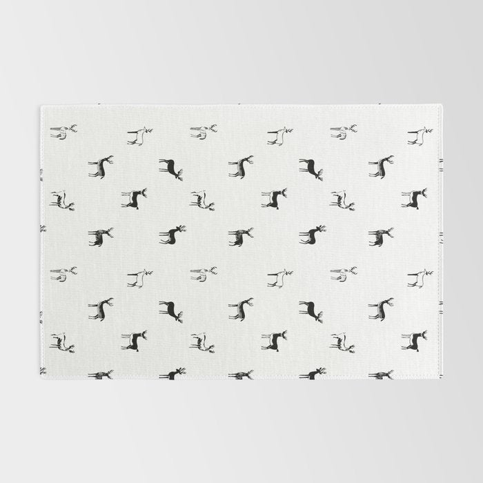 Reindeer animal doodle art pattern Rug Gallery Image 2