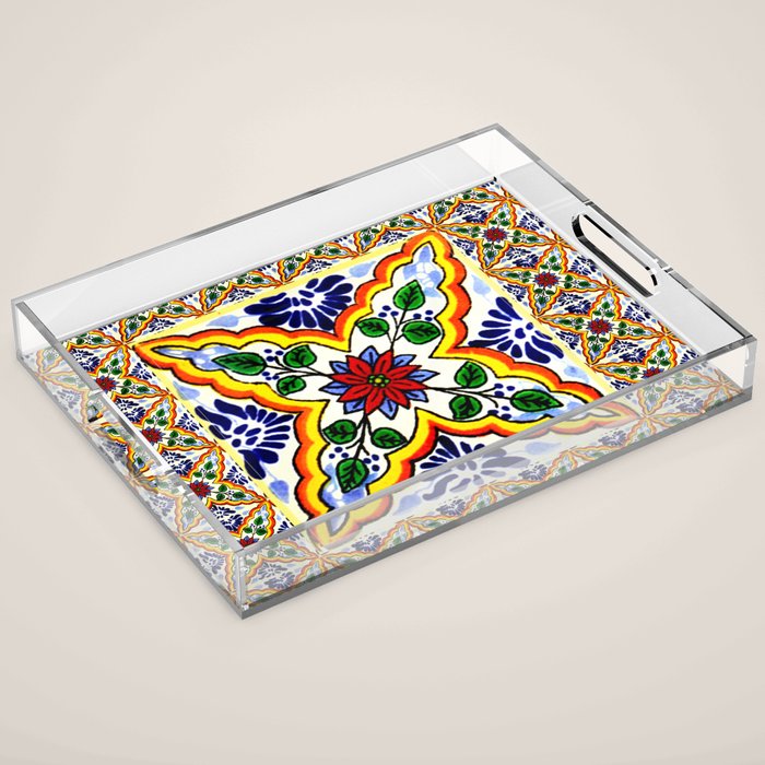 talavera mexican tile Acrylic Tray Gallery Image 1
